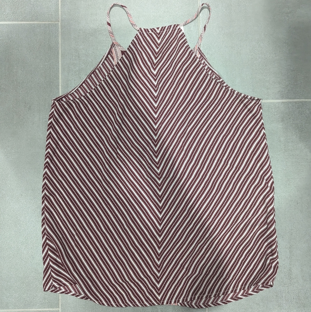 LOFT Pink and Burgundy Striped Halter Tank - Picture 5 of 9